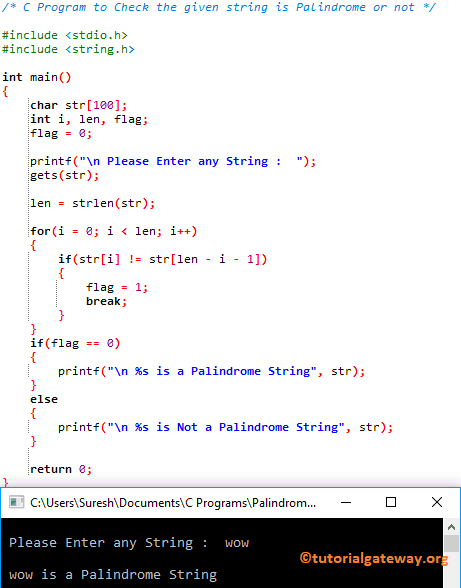 Program to Check the given string is Palindrome or not 1