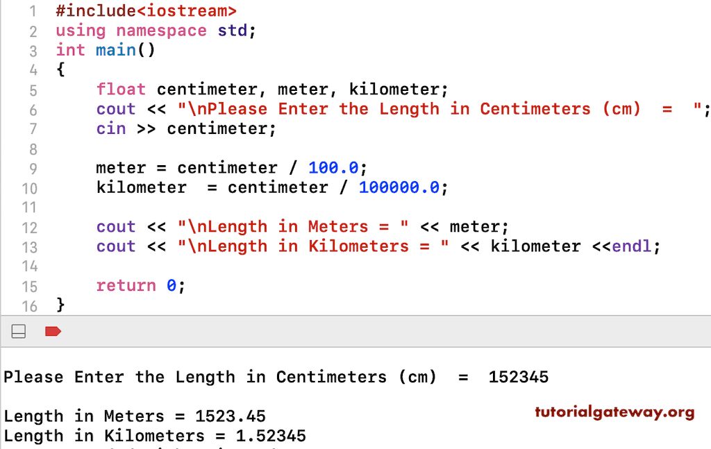 C++ Program to Convert Centimeter to Meters and Kilometers