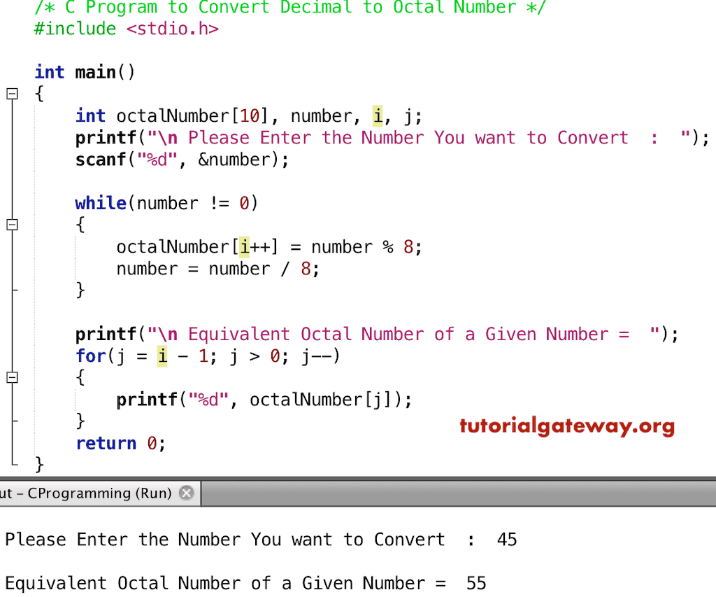C Program to Convert Decimal to Octal Number