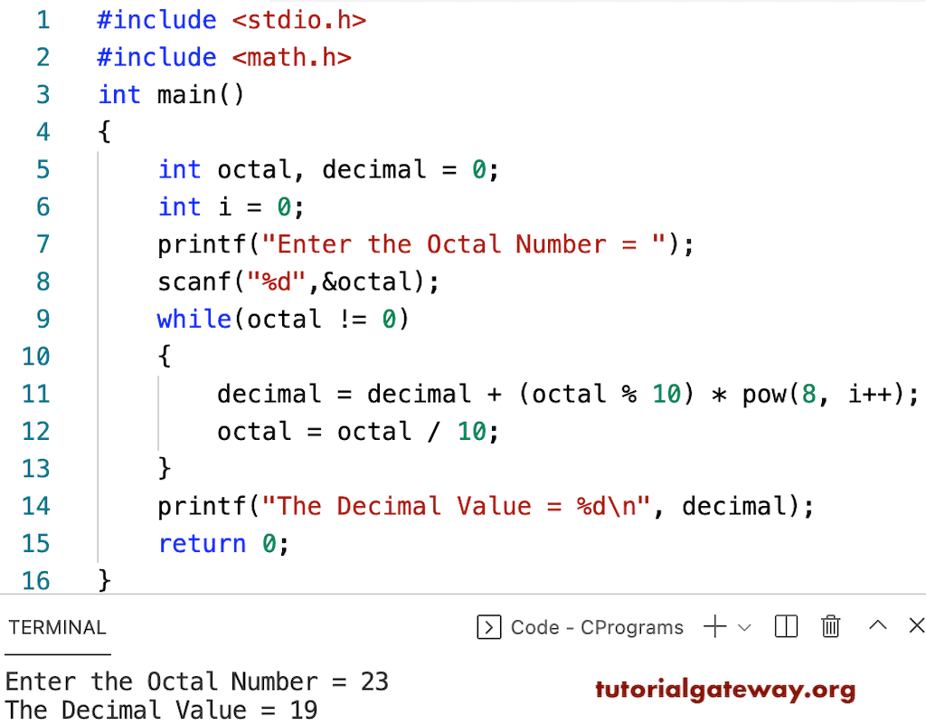Program to Convert Octal to Decimal