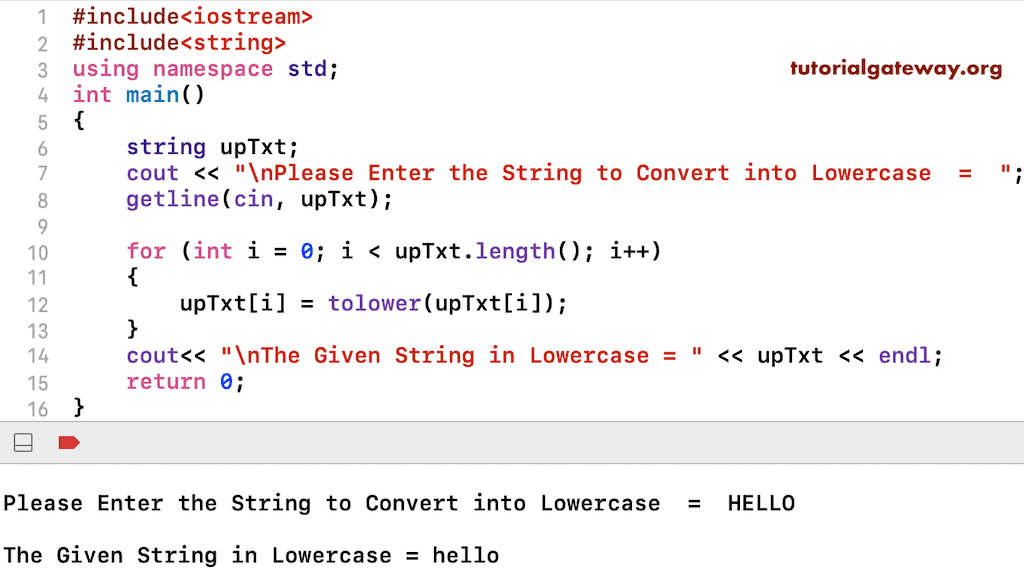 Program to Convert String to Lowercase