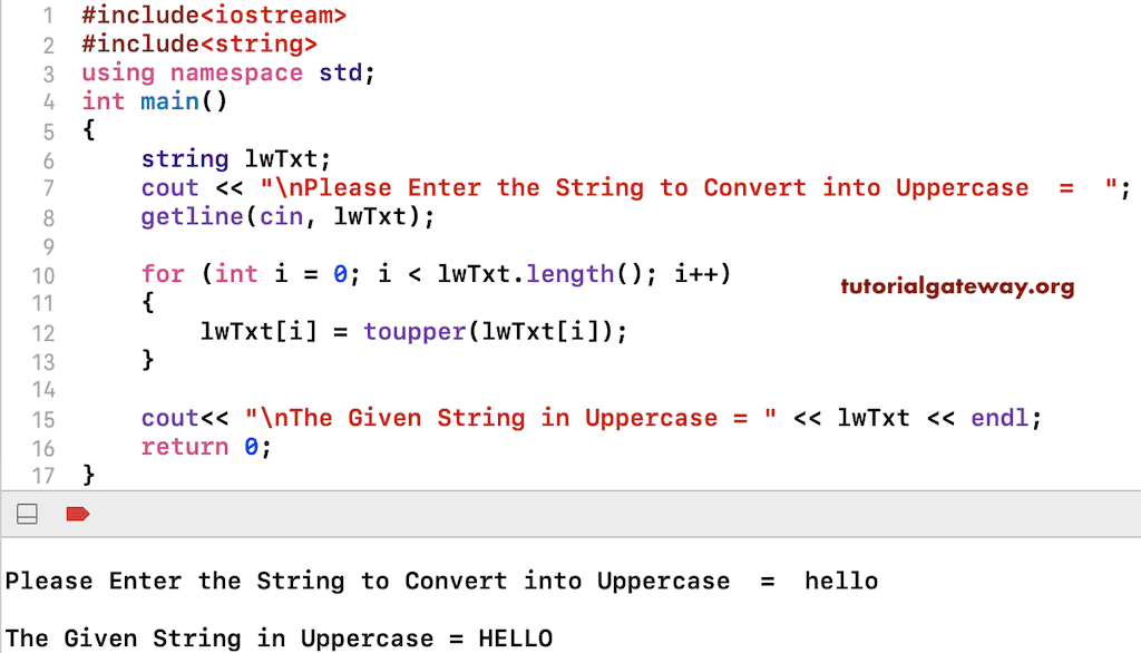Program to Convert String to Uppercase