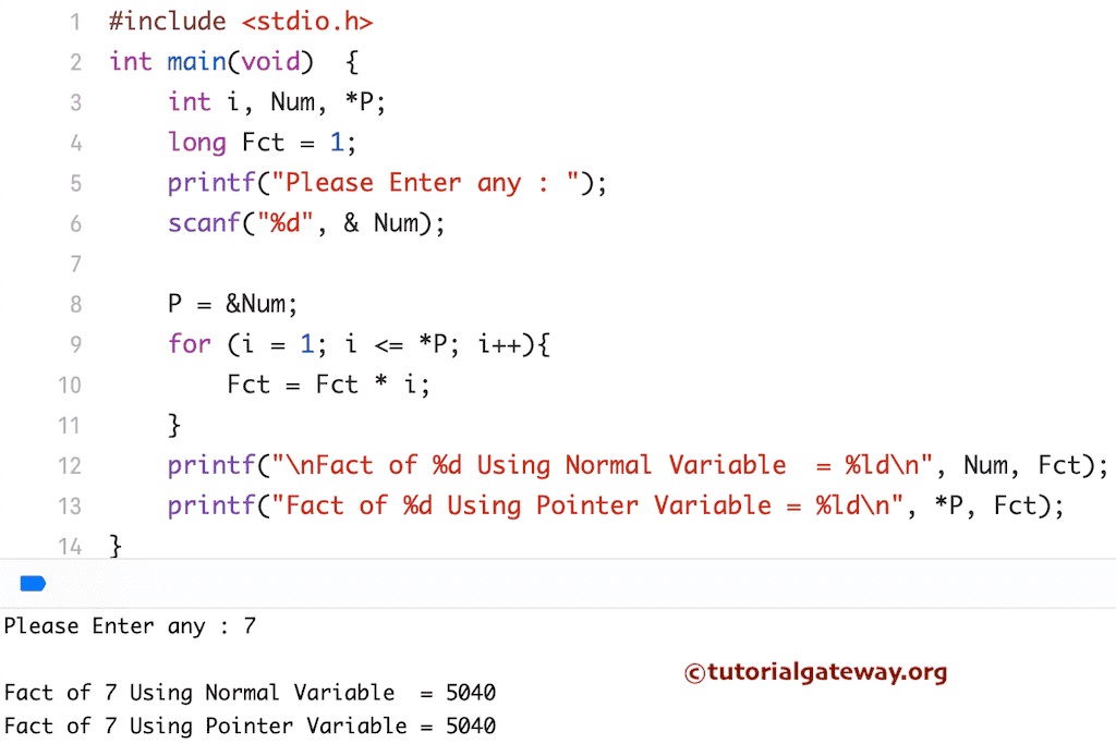 Program to Find Factorial of a Number Using Pointers