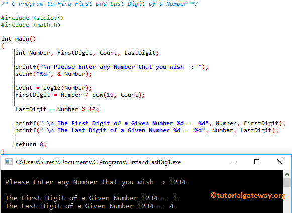 Program to Find First and Last Digit Of a Number 1