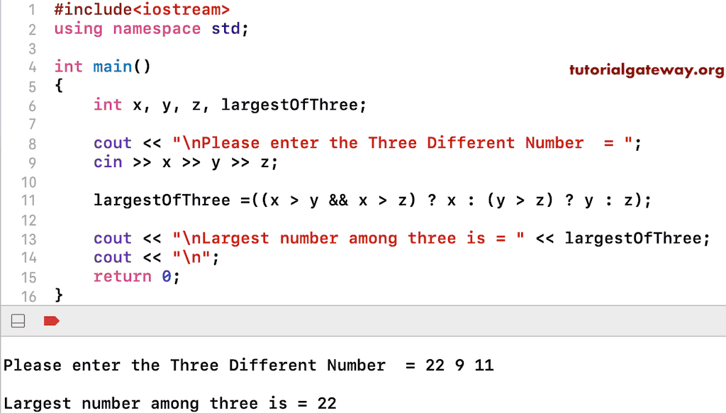 Program to find the Largest of Three Numbers