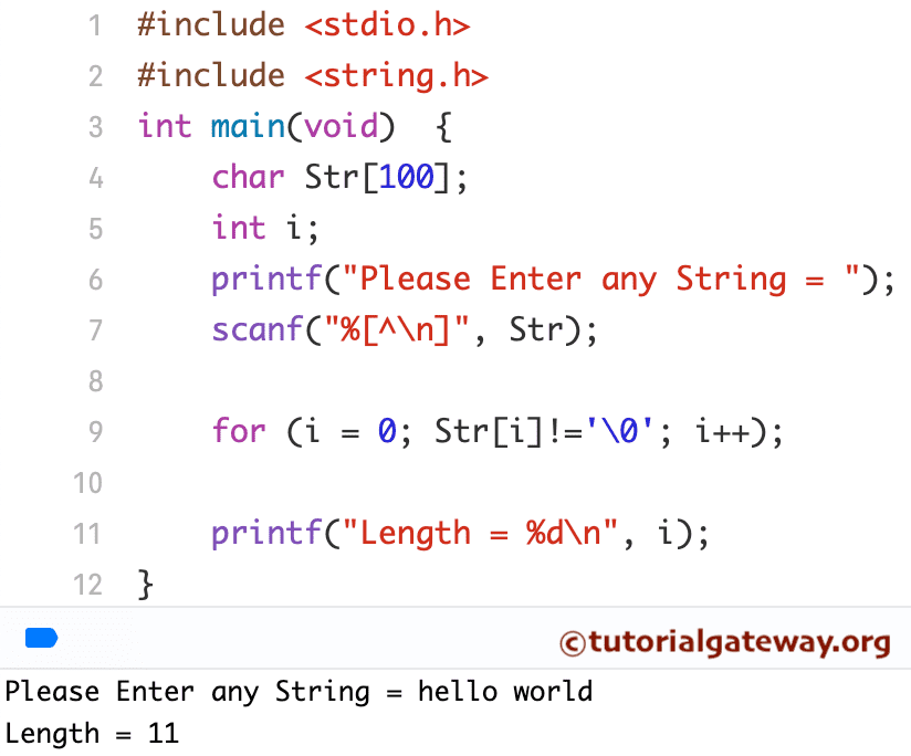 Program to Find Length of a String Using For Loop