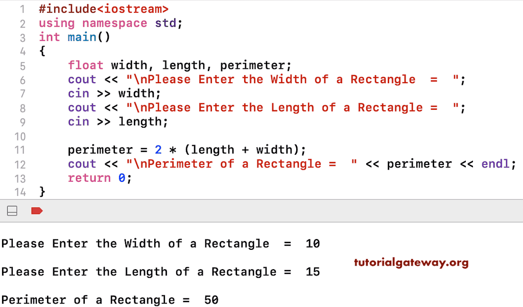 C++ Program to Find Perimeter of a Rectangle