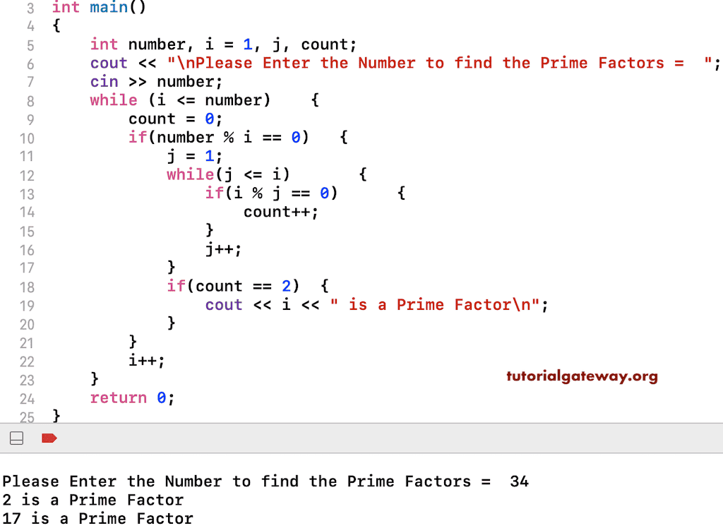 C++ Program to Find Prime Factors of a Number