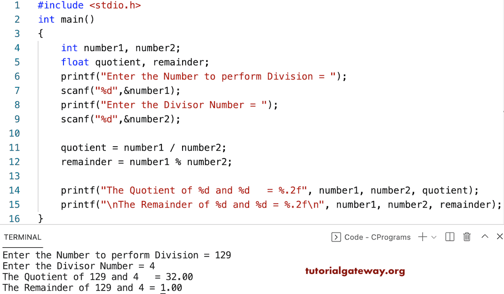 Program to Find Quotient and Remainder