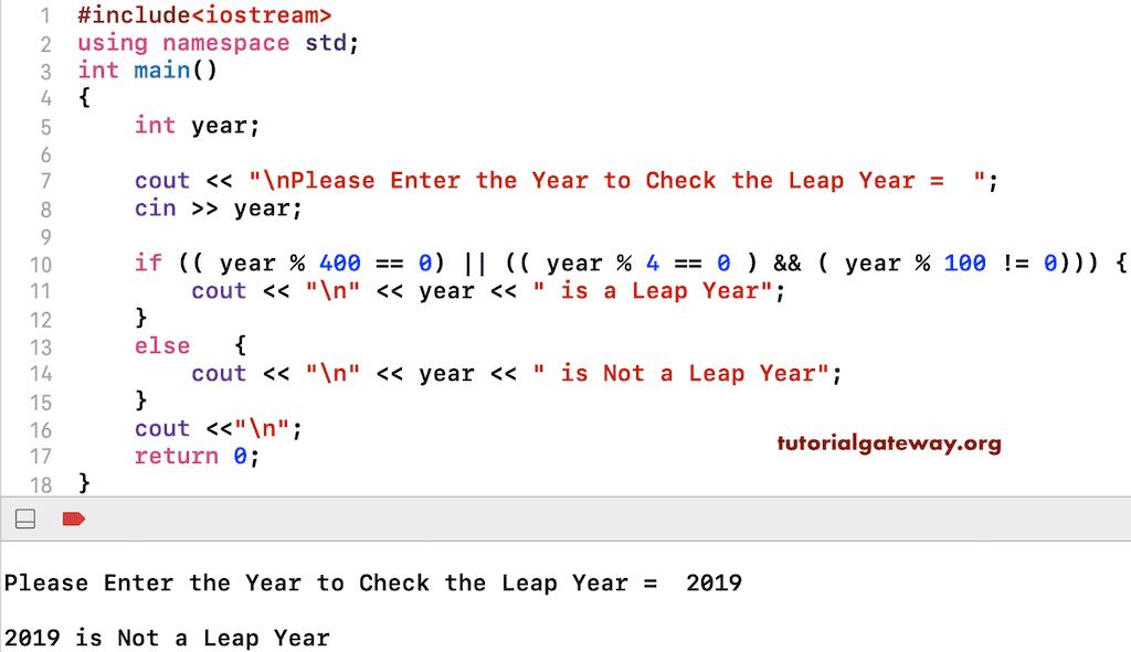 C++ Program to Find Year is leap Year