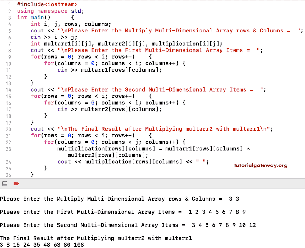 Program to Multiply two Matrixes