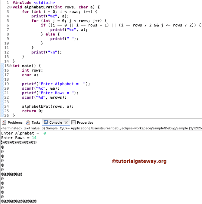 C Program to Print Alphabet E Pattern
