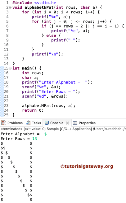 C Program to Print Alphabet N Pattern