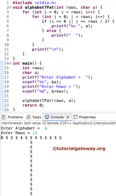 Program to Print Alphabet T Pattern