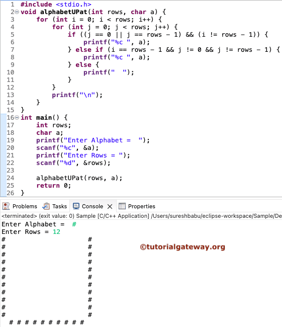 Program to Print Alphabet U Pattern