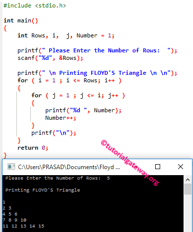 Program to Print Floyd’s Triangle 1