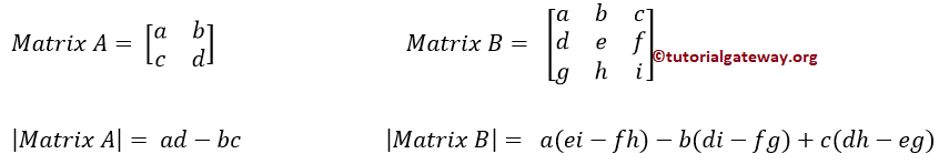 Matrix Determinant Mathematical Formula