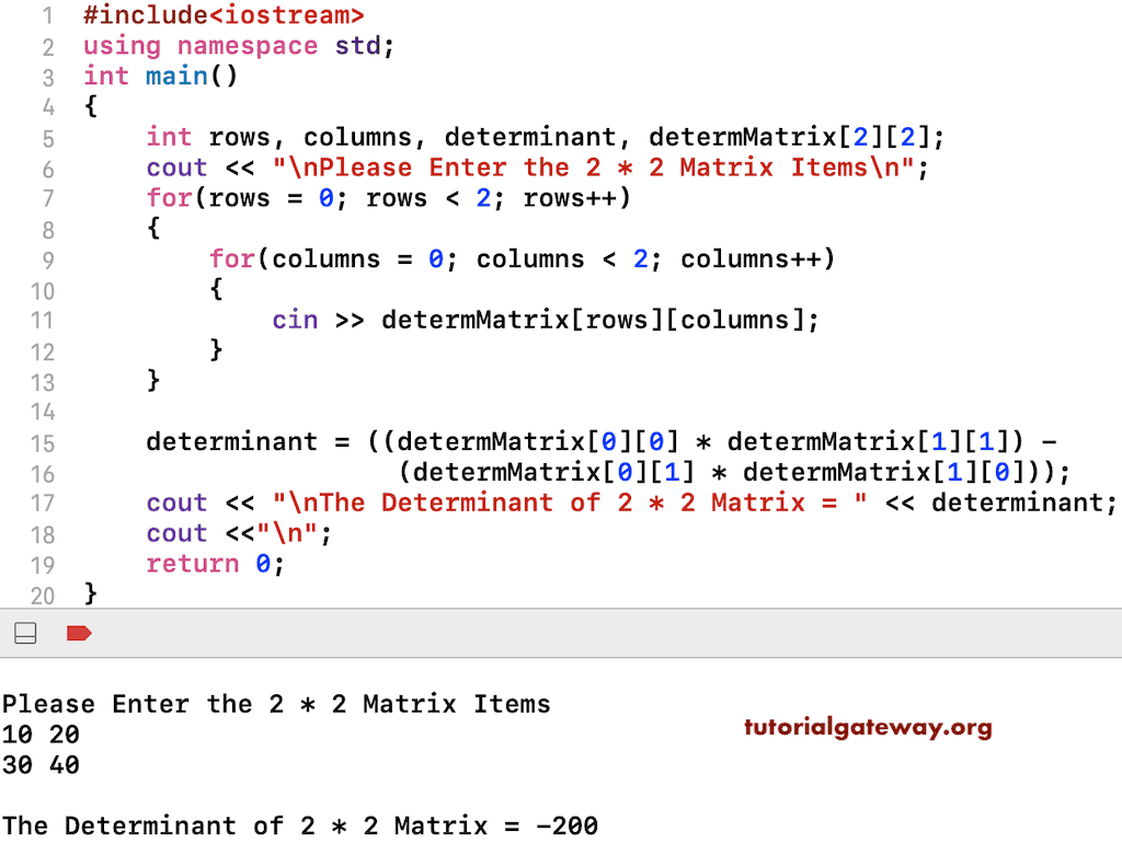Program to find Determinant of a Matrix