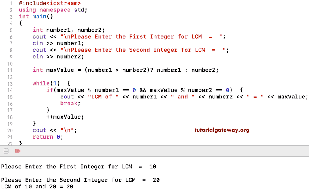 Program to find LCM of Two Numbers
