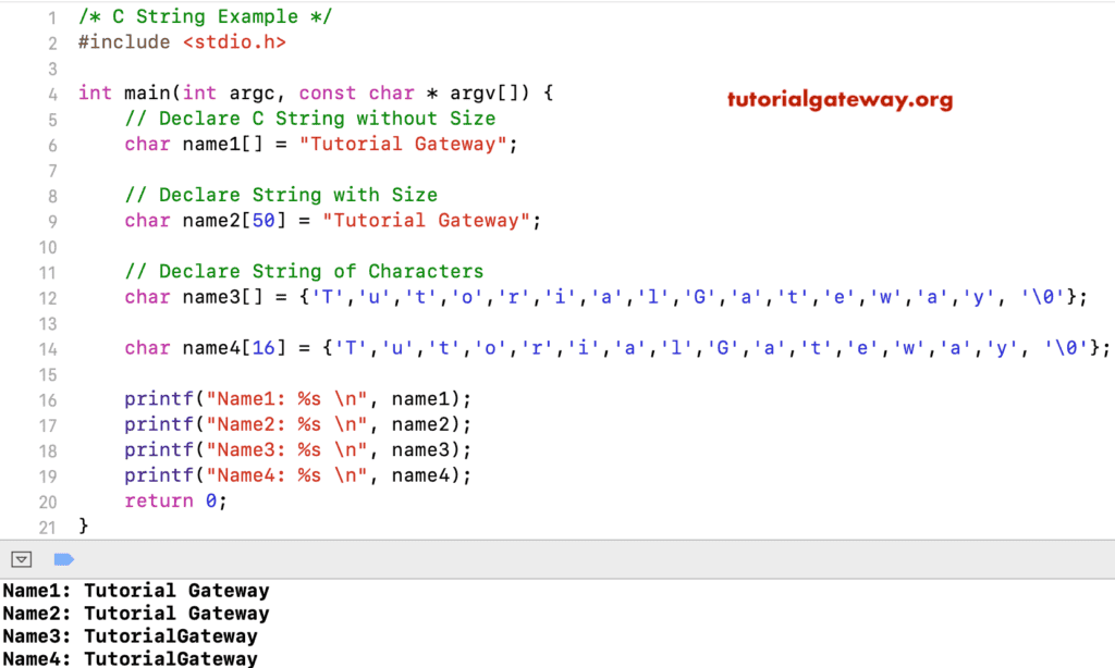 Declare and Print String in C programming