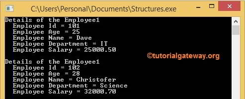 Struct or Structures in C Programming Example