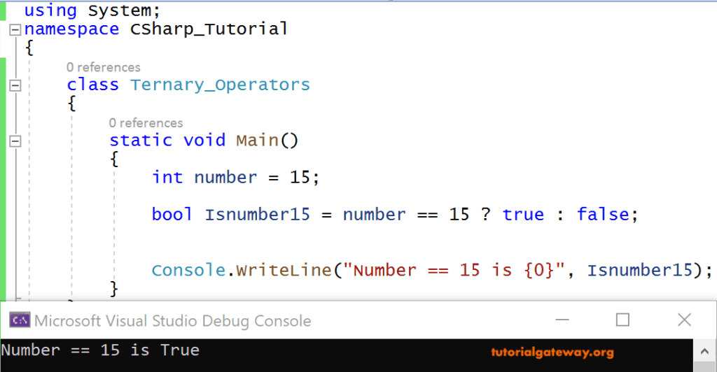 Ternary operator Example