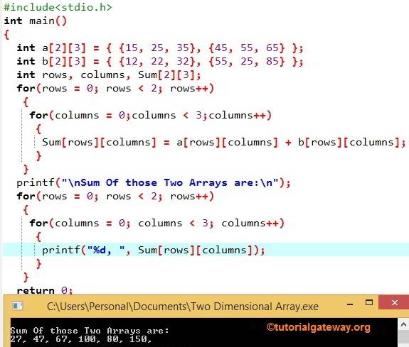 Two Dimensional Array in C 2D