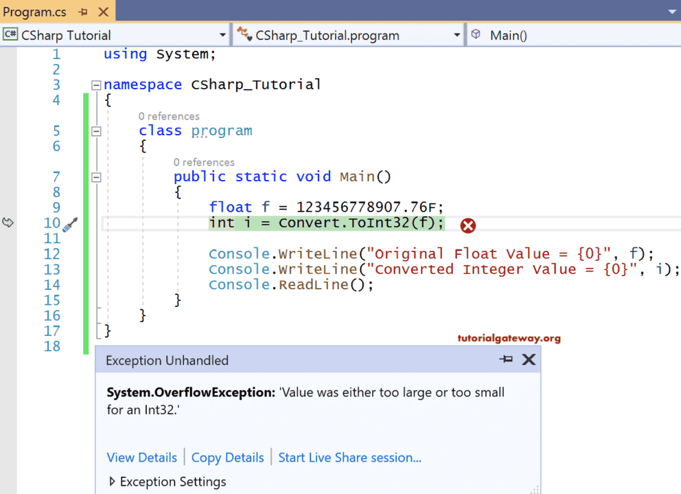 Datatype Conversion Casting float to int
