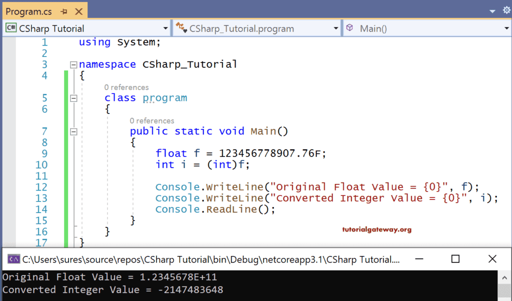 Type Casting Float with F to Int