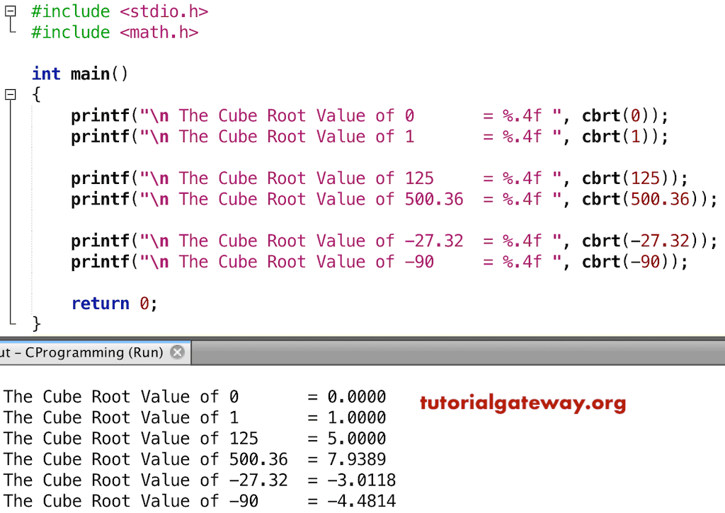 cbrt Function to find Cube Root of a Number