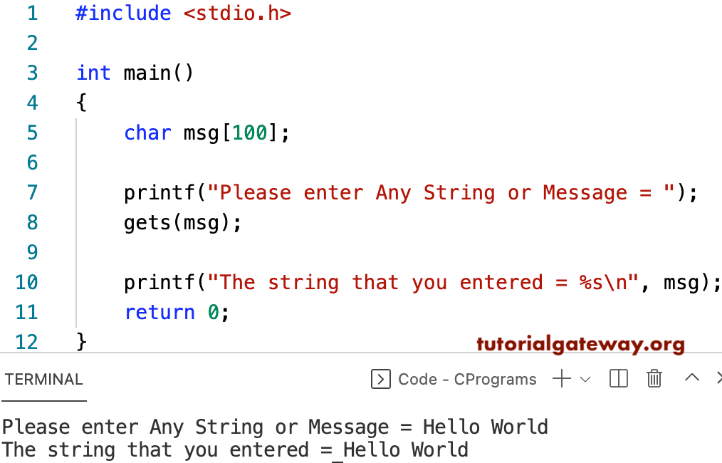 Program to Read Input and Print String