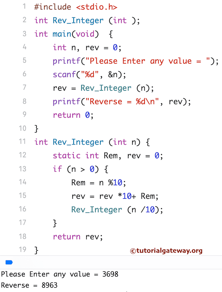 Program to Reverse a Number Using Recursion