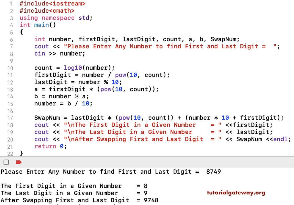 C++ Program to Swap First and Last Digit in a Number