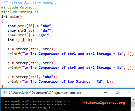 strcmp Function Example
