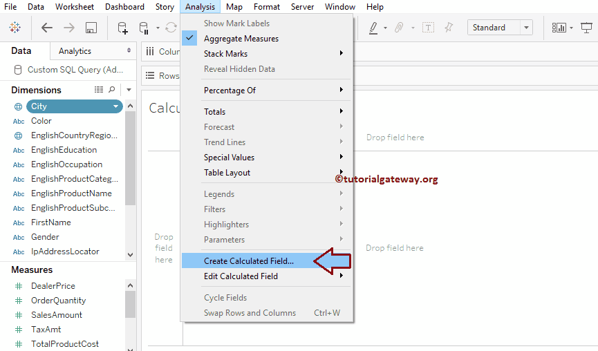 Create a Calculated Field 1