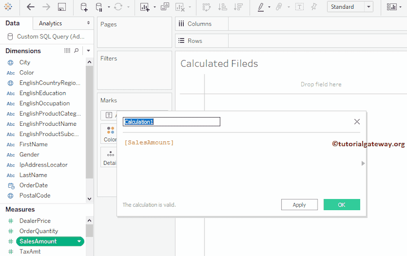 Create a Calculated Field and Write Expression