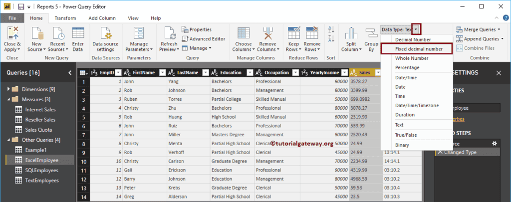 Change Data Types of a Column in Power BI 3