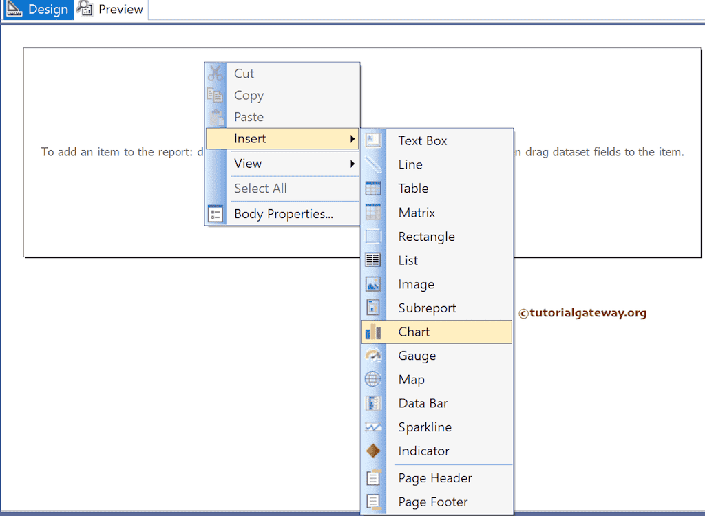 Choose Insert Chart Option