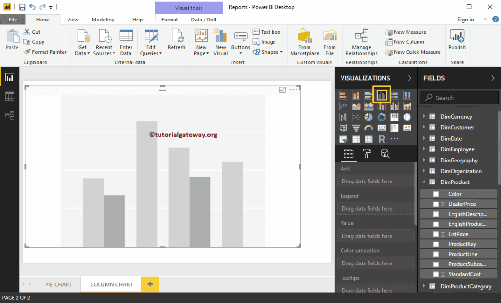 Create a Column Chart using Visualization 3