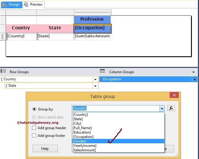 Column Grouping in Matrix Report 2
