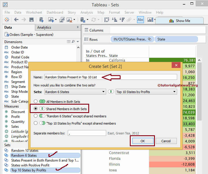 Hared Members in Combined Sets 5