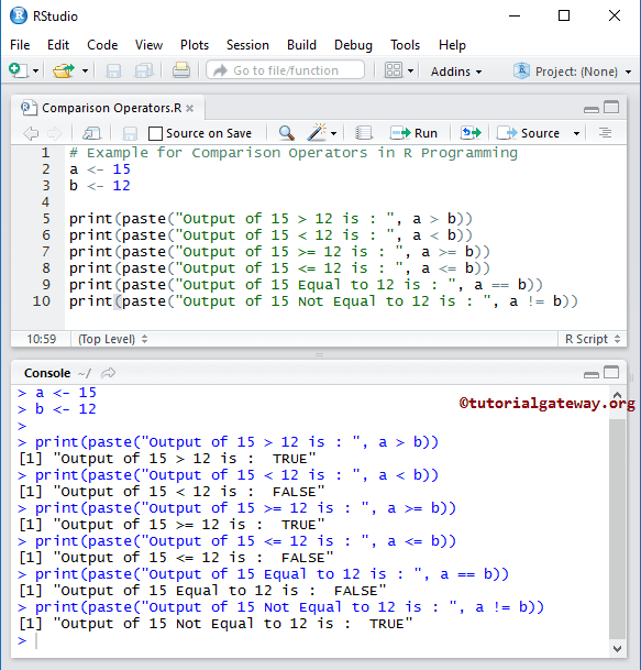 Relational or Comparison Operators in R Programming 1