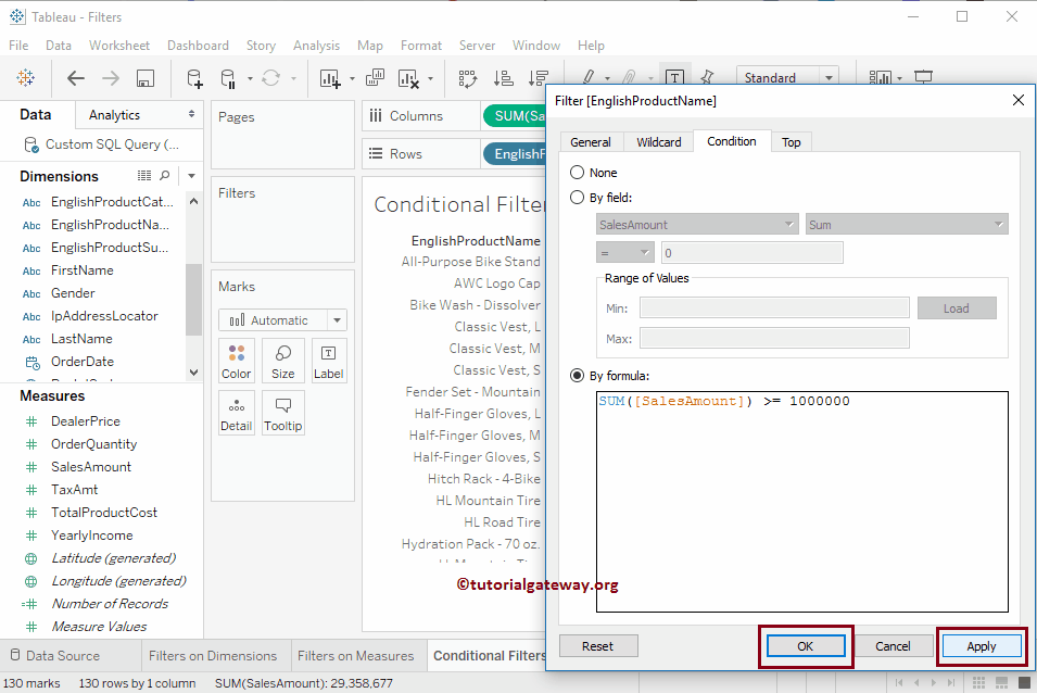 Conditional Filters in Tableau 13
