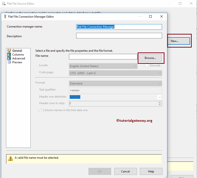 Configure Flat File Connection Manager