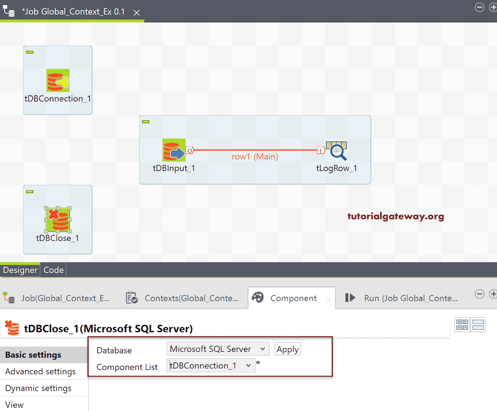 Connect Talend to DB using Context Group 12