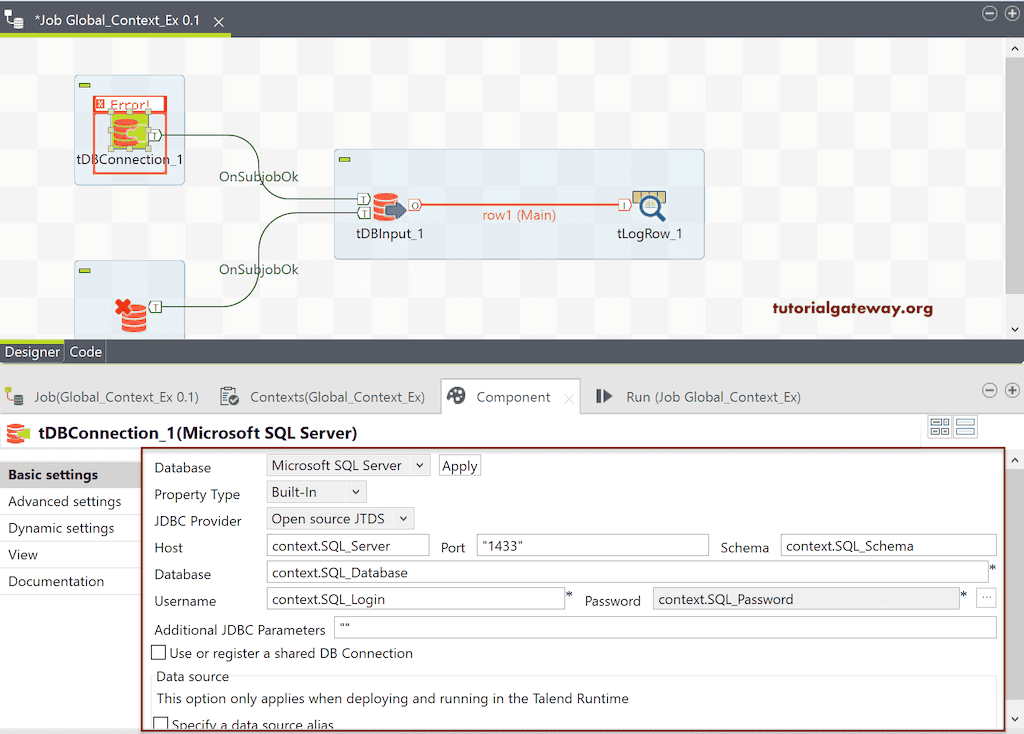 Connect Talend to DB using Context Group 15