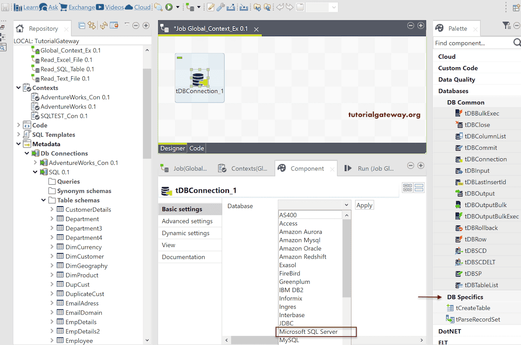 Choose the Microsoft SQL Server