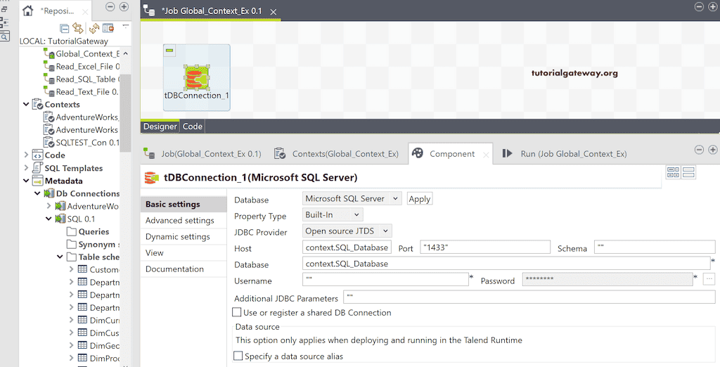 Connect Talend to DB using Context Group 5