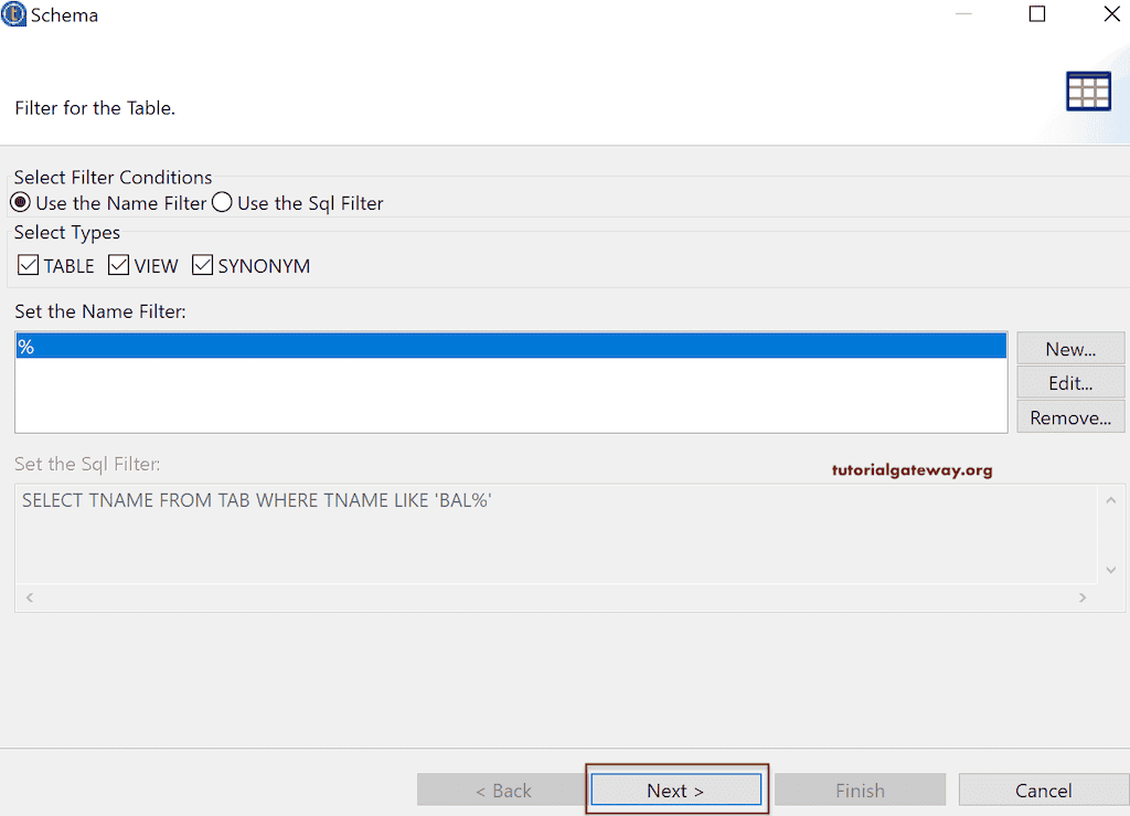 Select Tables and Views
