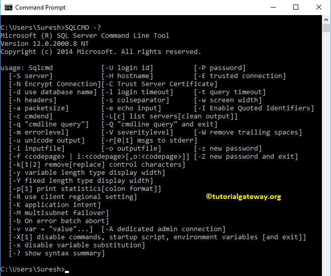 Connect to SQL Server using sqlcmd utility 1